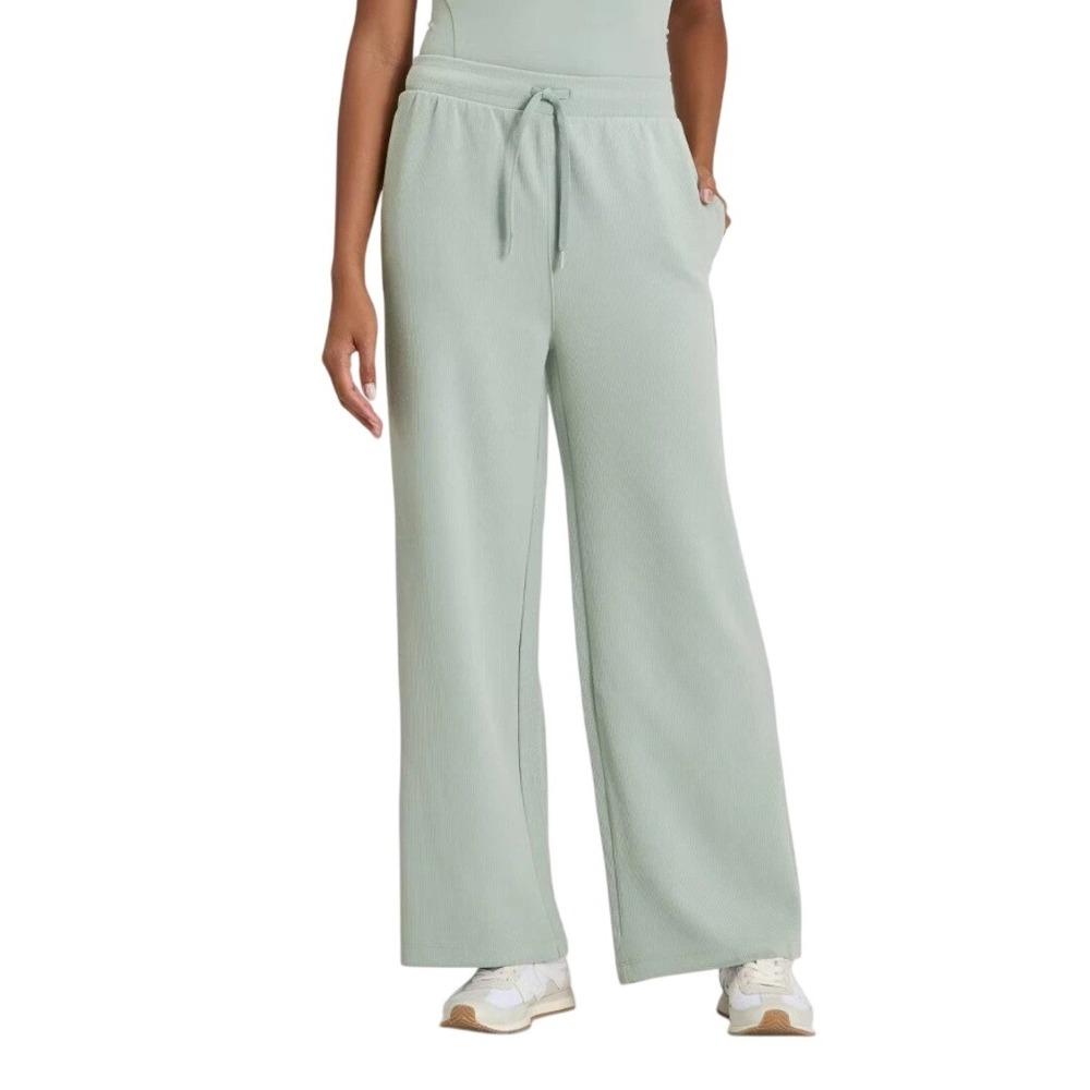 All in Motion Women's Sage Green Airy Sleek Ribbed‎ Wide Leg Pant Size XL